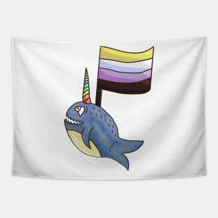 Narwhal For Nonbinary Pride Tapestry