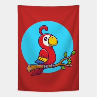 Cute Parrot Bird On The Branch Tapestry