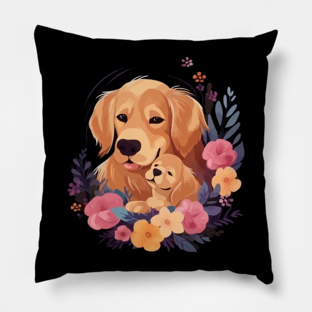 Golden Retriever Mothers Day Pillow by JH Mart