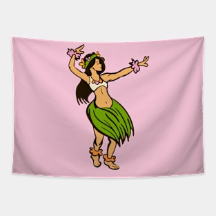 Retro Hawaiian Hula Dancer Cartoon Tapestry