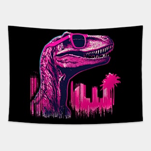 Pink Velociraptor in miami beach Tapestry