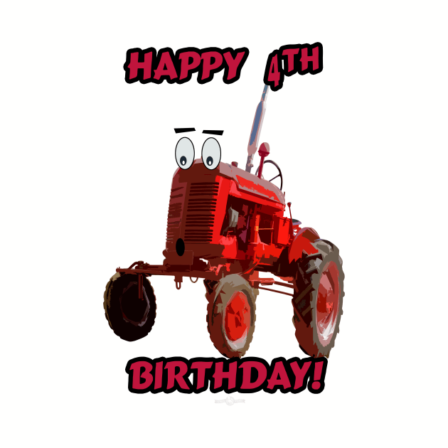 Happy 4th birthday tractor design by seadogprints