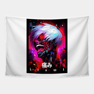 PROUD OTAKU 🖤🩸💀 ITAMI 痛み GHOUL  🖤🩸💀 FEEL MY PAIN🩸🩸🩸ANIME EMO ART Tapestry