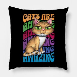 Cute Orange Tabby Cats art Amazing Pillow