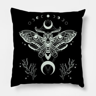 Luna Moth Skull Moon Phases Pillow