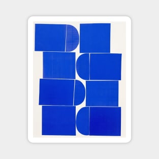 Blue Abstract Geometric Shapes Art Magnet