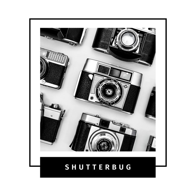 Shutterbug design with vintage cameras for photographers and camera enthusiasts by BlueLightDesign