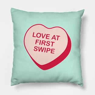 Love At First Swipe Rejected Candy Heart Pillow