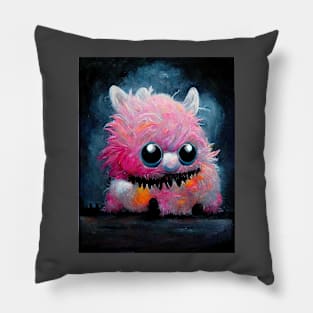 Cute pink friendly monster, dark vibe Pillow