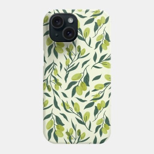 Olive pattern, olives pattern, green olives face mask, green pattern mask, green leaves mask, italian, greek, spanish, olives pattern face mask, vegan face mask Phone Case