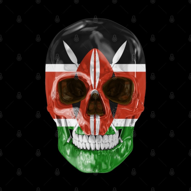 Kenya Flag Skull - Gift for Kenyan With Roots From Kenya by Country Flags