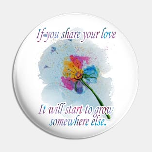 Dandelion, Love, Motivation, Quote, Flower Pin