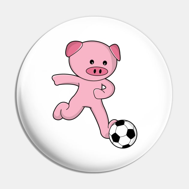 Pig as Soccer player with Soccer ball Pin by Markus Schnabel