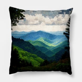 Mosaic Great Smoky Mountains National Park Square | Blue Ridge Mountains | North Carolina | Tennessee | National Parks Pillow