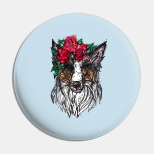 Blue Merle Floral Pin