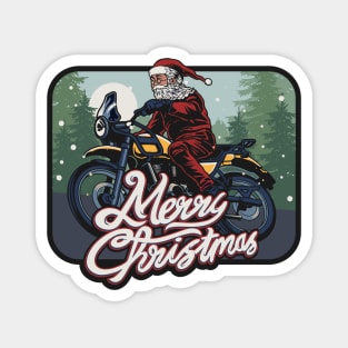 Vintage Biker Santa Claus Illustration Magnet