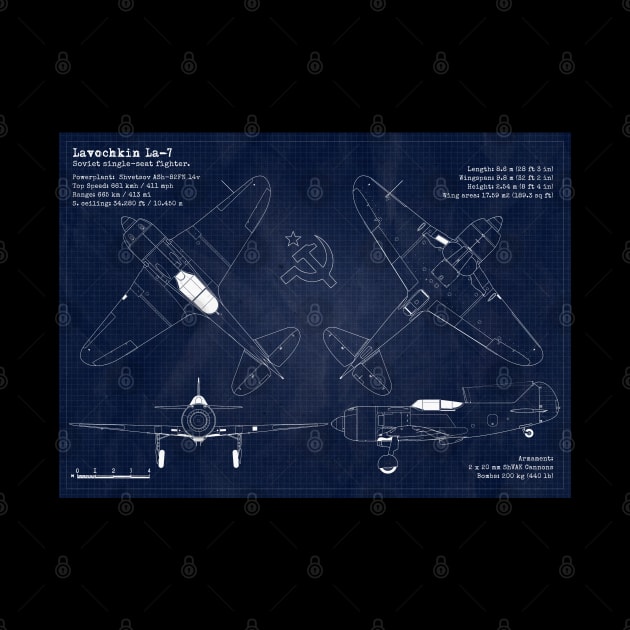 Lavochkin La7 URSS Blueprint by Aircraft.Lover