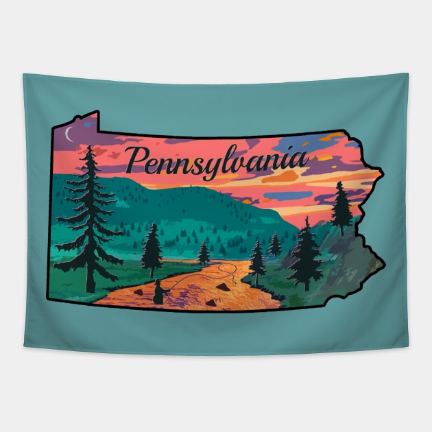 Pennsylvania Fly Fishing State River Sunset by TeeCreations Tapestry by TeeCreations