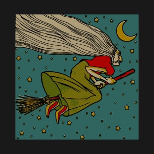 Halloween Witch on a Broomstick T-Shirt