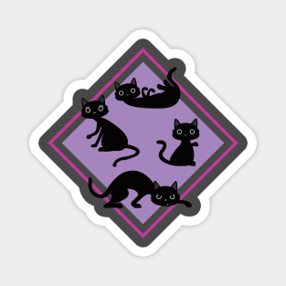 four black cute cats Magnet