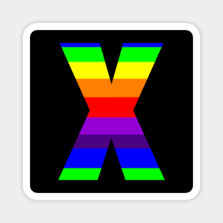 The Letter X in Rainbow Stripes Magnet