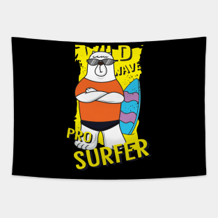 bear surfer cartoon Tapestry