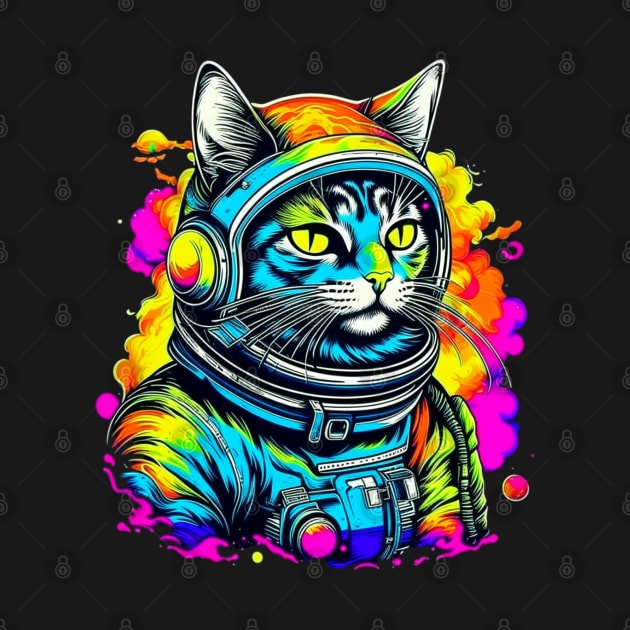 cat astronaut psychedelic by Craftycarlcreations