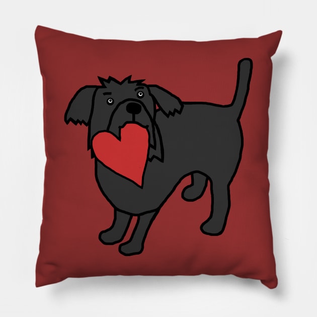 Cute Dog with Love Heart for Valentines Day Pillow by ellenhenryart