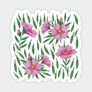 Elegant watercolor pink and green florals Magnet