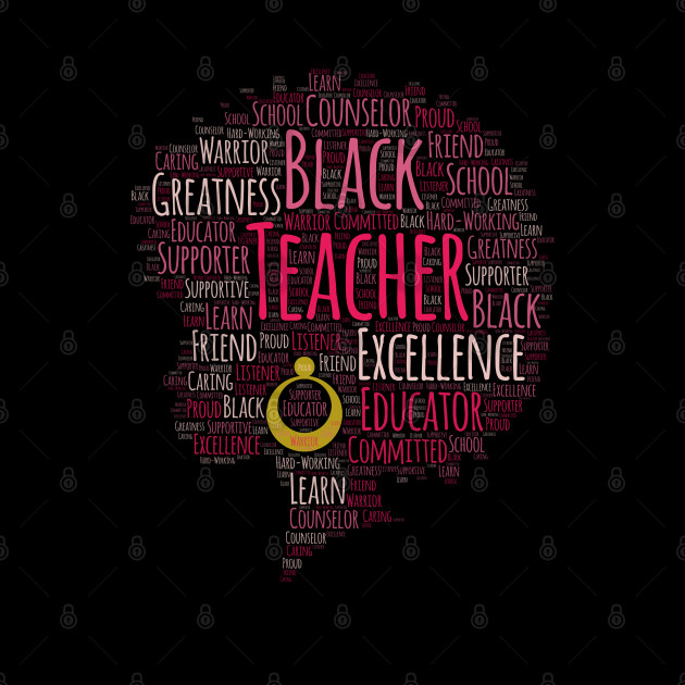 Black Teacher Words in Afro - African American Teacher - Phone Case