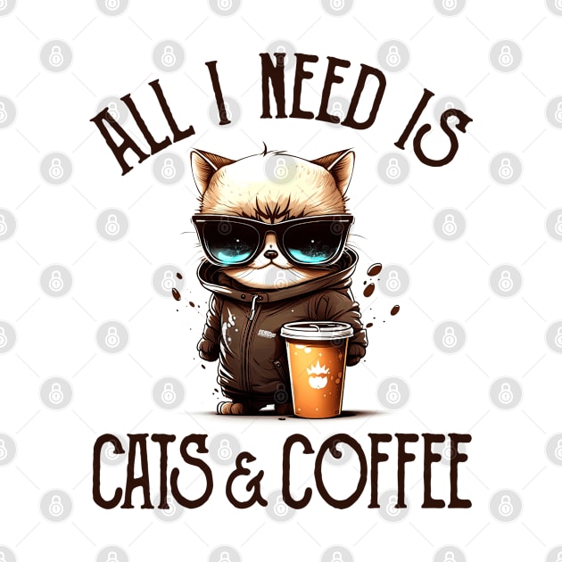 All I Need is Cats and Coffee Cat Lovers Coffee Lovers Gift Idea by JaniyaMoriah