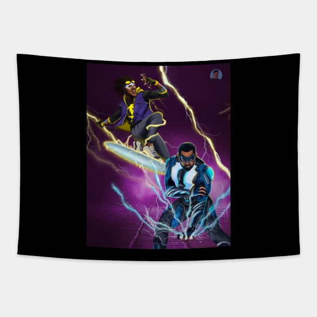 Lightning Heroes Tapestry by TreTre_Art