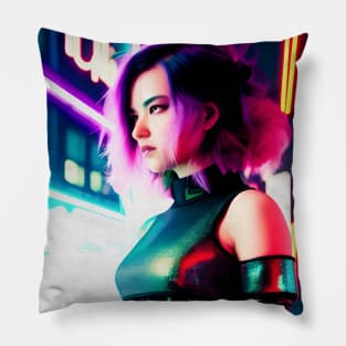 Abstract Cyberpunk Girl Pillow