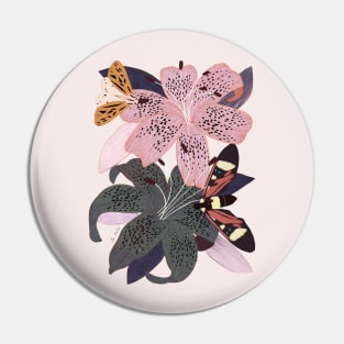 Lily flowers and butterflies Pin