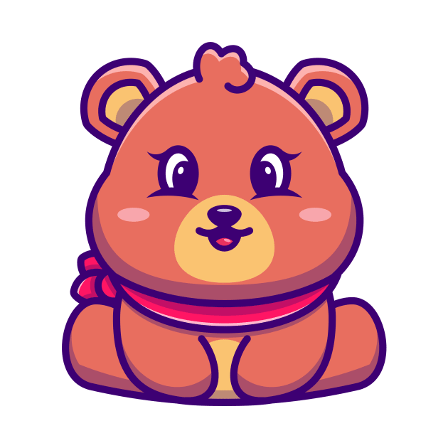 Cute baby bear sitting cartoon illustration by Wawadzgnstuff