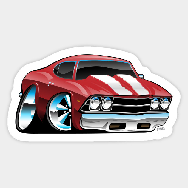 Classic American Muscle Car Cartoon Muscle Car Sticker Teepublic