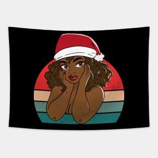 Black Woman Santa, Black Mrs Santa Claus, African American Santa, Christmas Tapestry