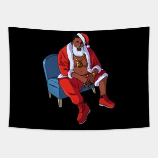 Black Santa Claus Gangster Christmas Tapestry