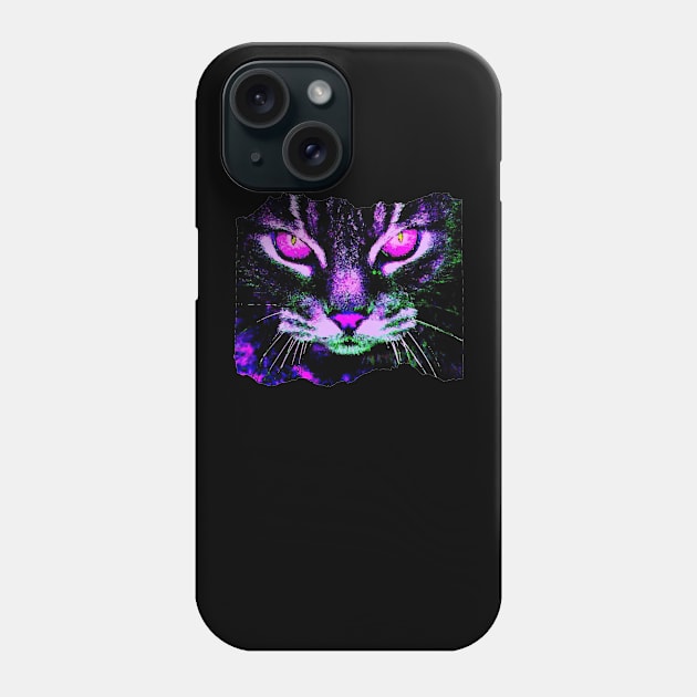 Neon Cat (shirt front) Phone Case by Artistry23