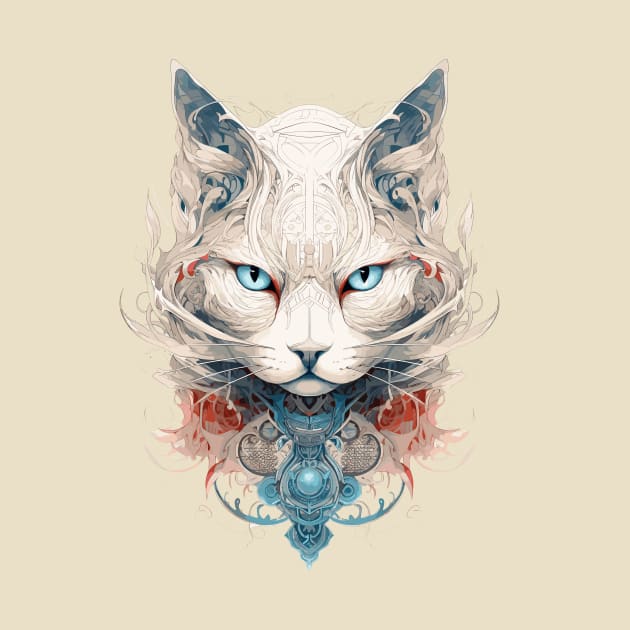 Mystical Cat Art Nouveau by entwithanaxe