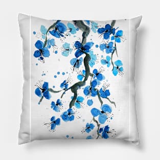 Blue Japanese Blossoms Pillow