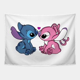 Cute Aliens In Love Cartoon Collection Tapestry