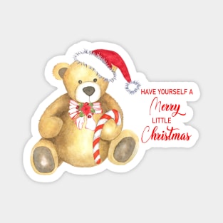 Merry little christmas teddy bear in watercolor Magnet