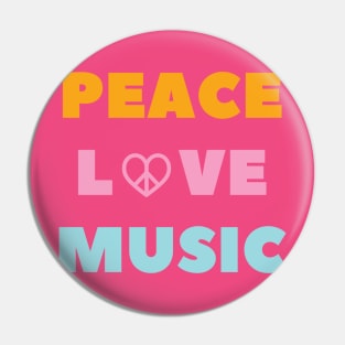 Peace Love Music T-Shirt - Unisex Graphic Tee with Retro Vibe for Casual Wear - Unique Gift for Musicians and Fans Pin