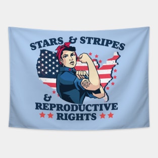 Stars and Stripes and Reproductive Rights // Patriotic American Rosie the Riveter Feminist Tapestry