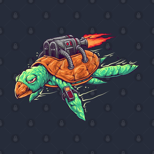 Turtle Machine Fire Funny by Mako Design 