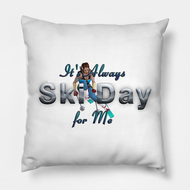 Ski Day for Me Pillow by teepossible