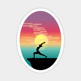 minimalist colorful sunset yoga Magnet