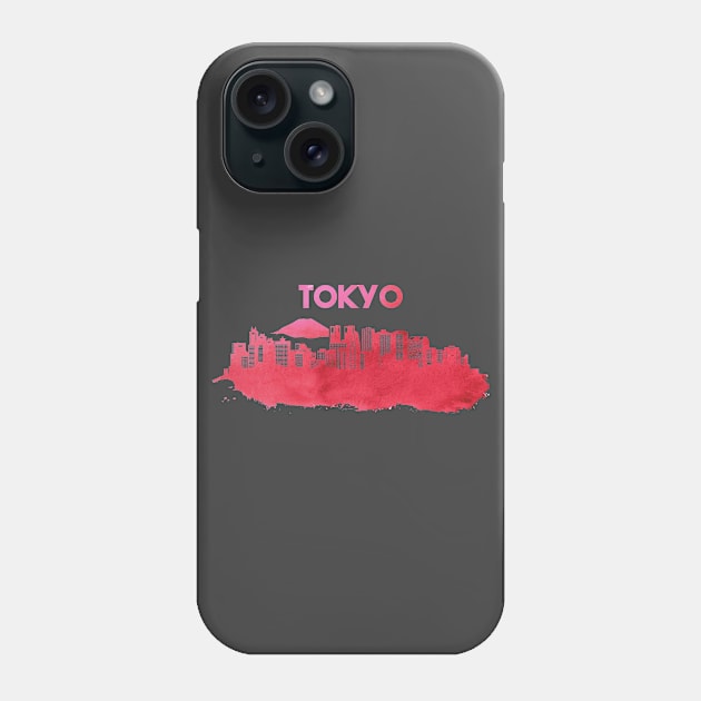 Watercolor Tokyo Skyline Phone Case by MimicGaming