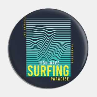 High wave Surfing California Los Angeles Pin